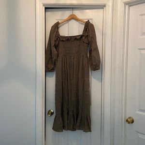 Breath of Youth Olive Green Prairie Cottage Core Dress Sz. L